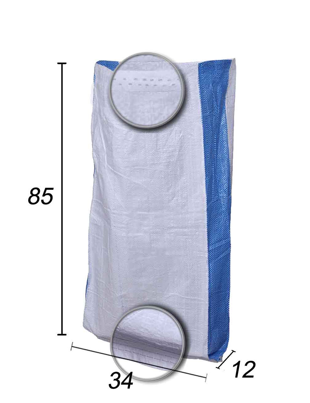 gewoven zak met zijplooi, kleur blauw, afmetingen 34 x 85 x 12