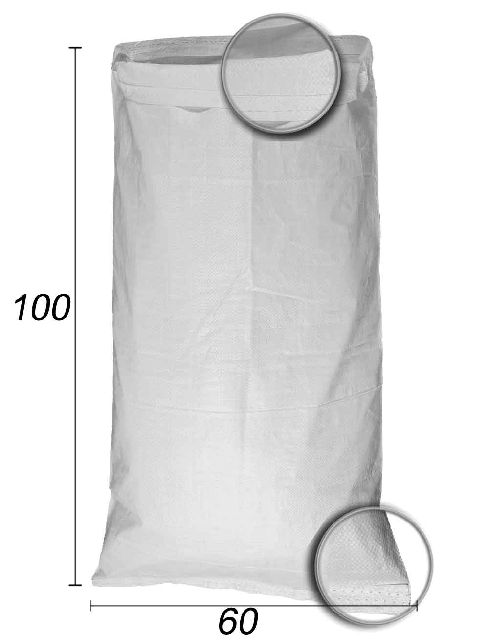herbruikbare zak polypropyleen (pp) wit 60x100