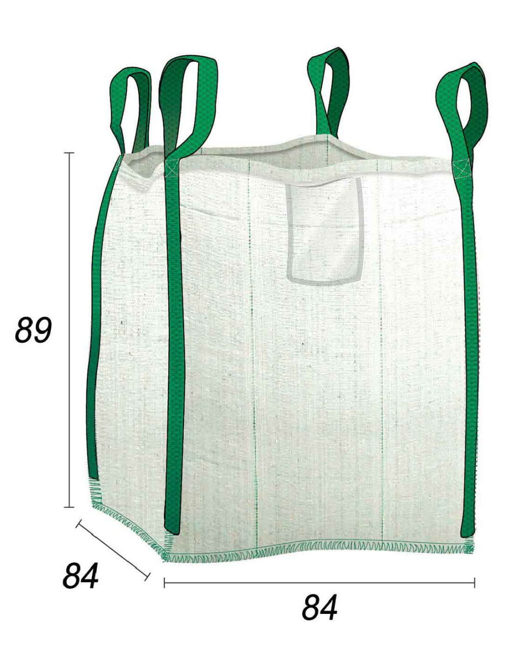 puinzak 0,5 m³ voor particuliere bouwplaatsen - afmetingen: 80 x 80 x 85 cm