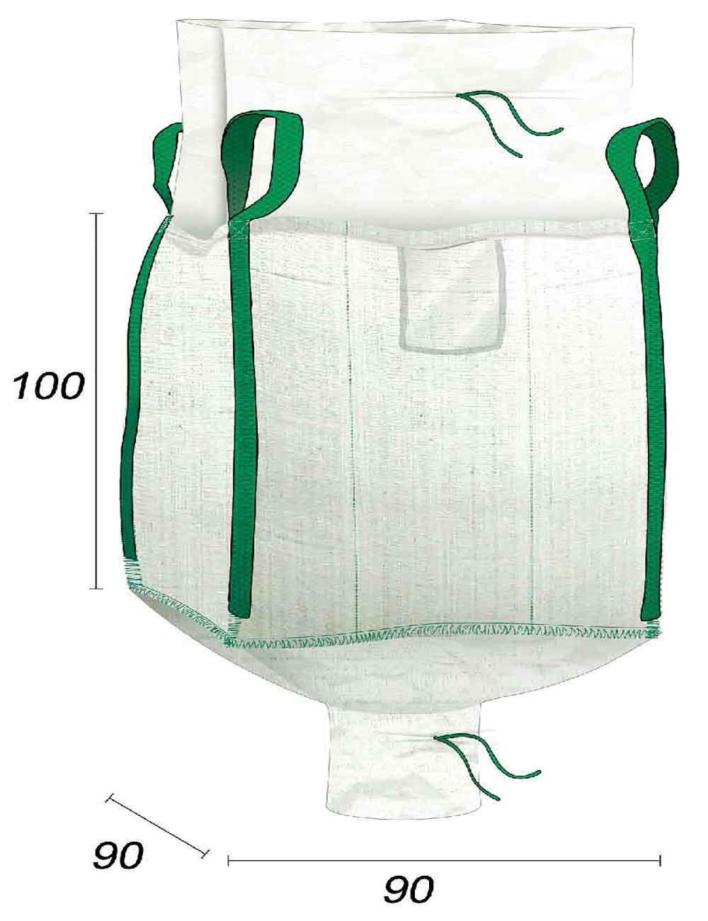 big bag 1000 kg leeg met ontlaadgoot - 90x90x100