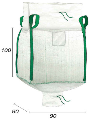 big bag 1000 kg leeg met ontlaadgoot - 90x90x100