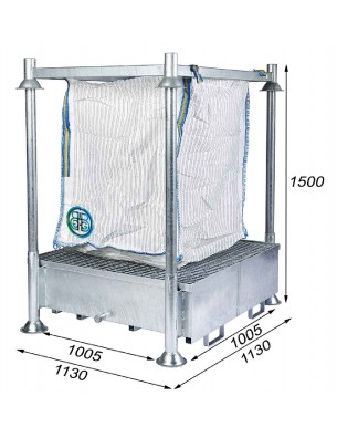 steunframe voor big-bag met opvangbak van 440 liter